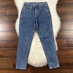 American Eagle Women's Size 2 Blue White Striped Mom Denim‎ Jeans
